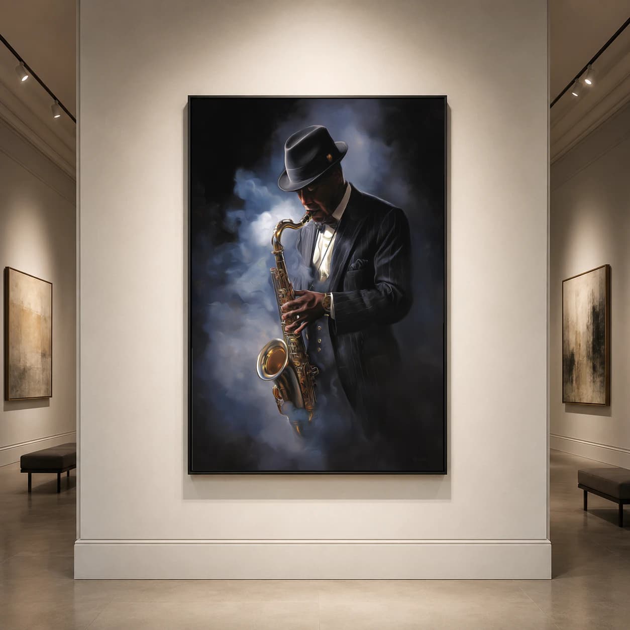 Midnight Jazz Saxophonist in Smoky Atmosphere