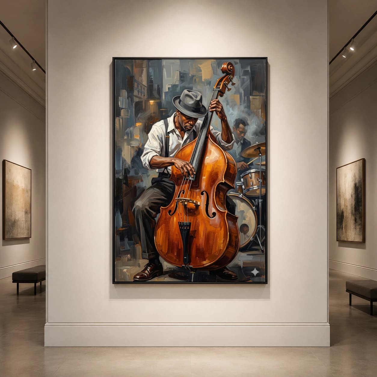Jazz-Bassist und Schlagzeuger Performance Kunstdruck