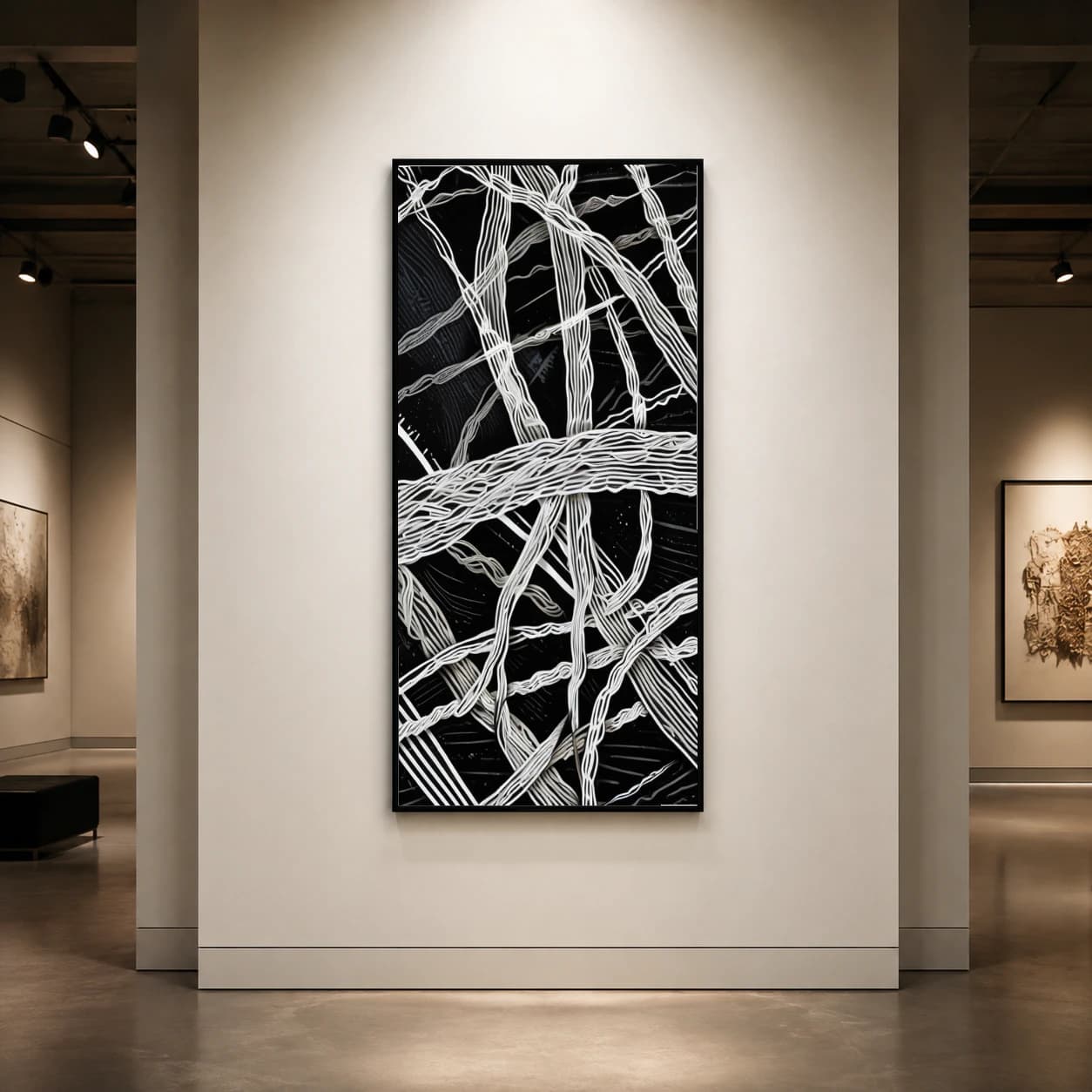 Abstract White Lines on Black