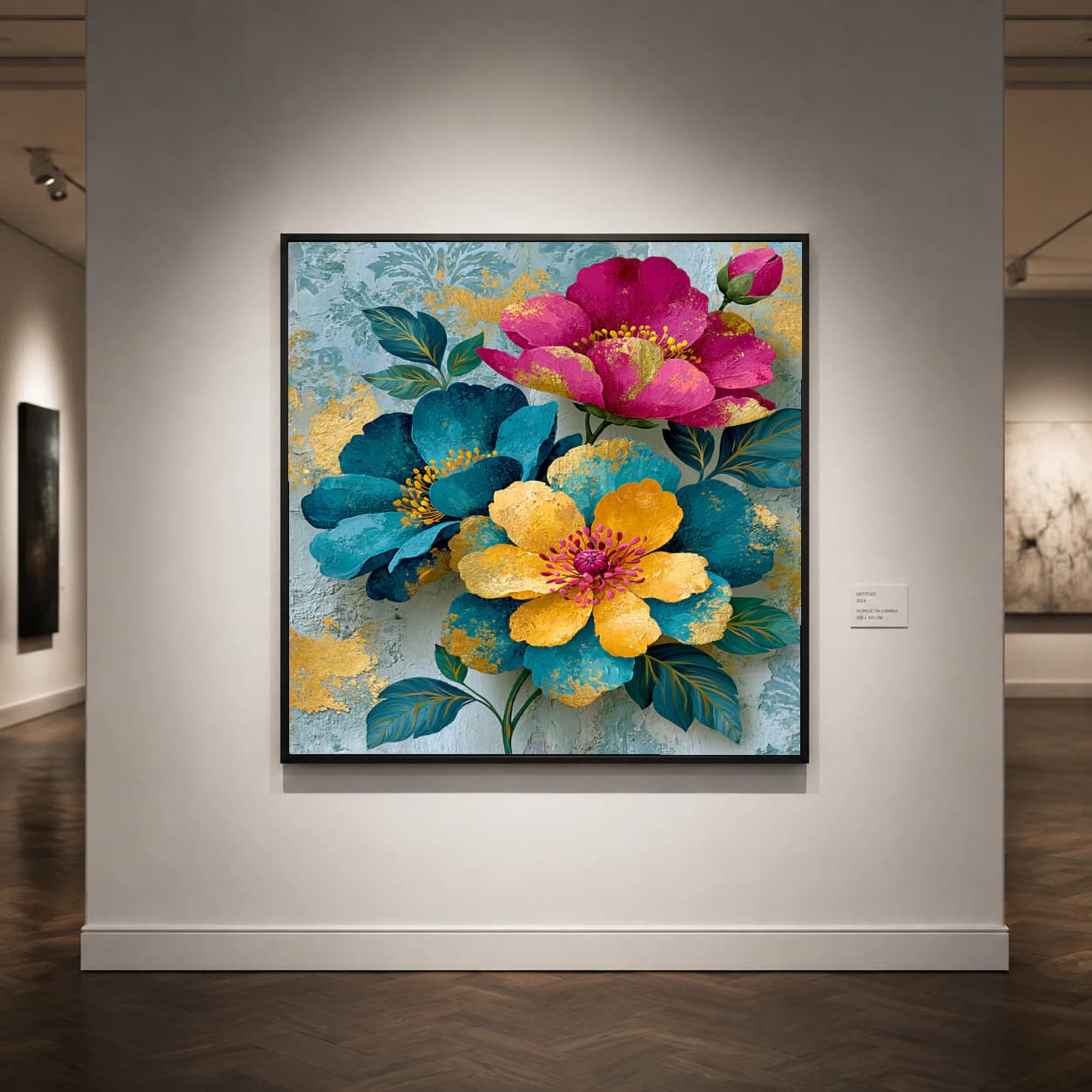 Vibrant Floral Composition with Gold Accents